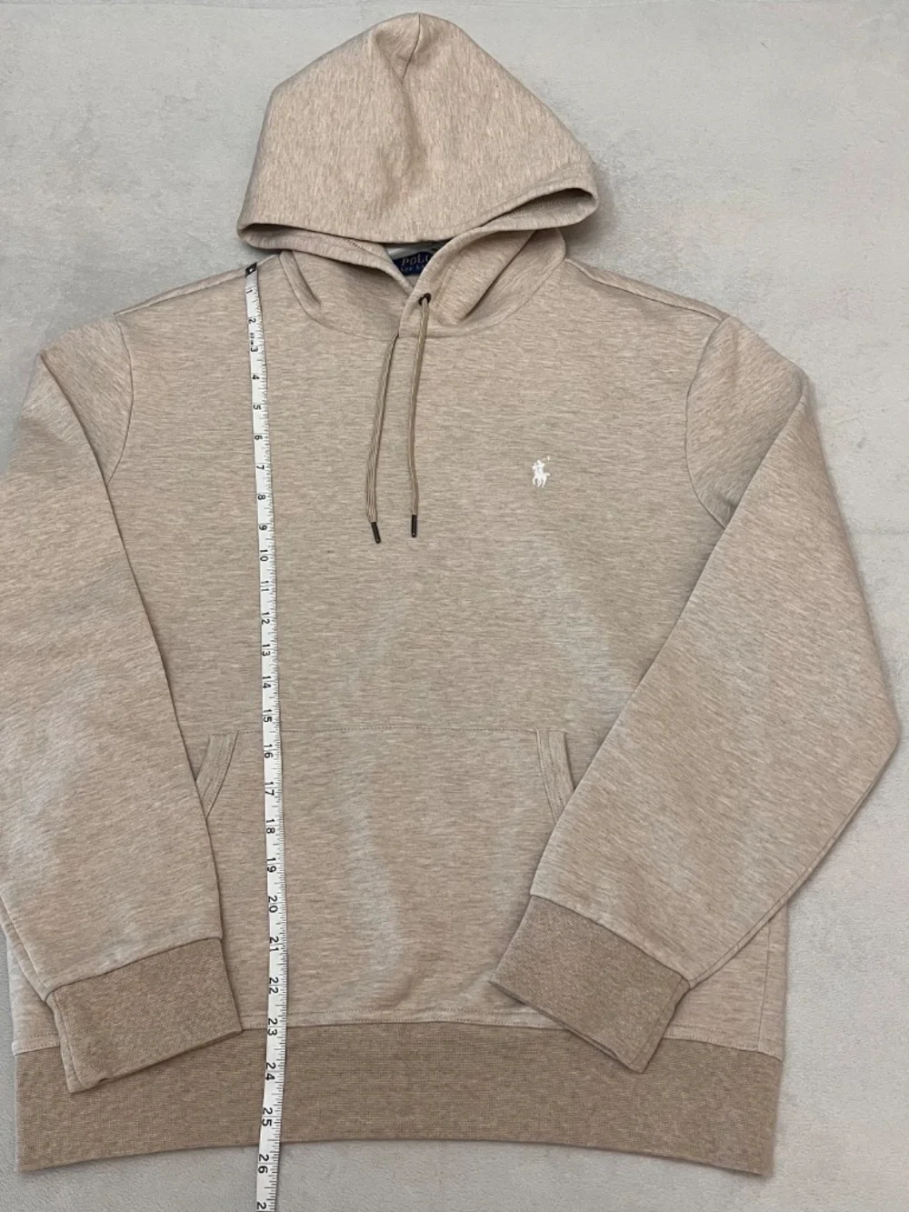 Polo Ralph Lauren Hoodie Men’s Medium M Beige Pullover Fleece Pony Logo Hooded